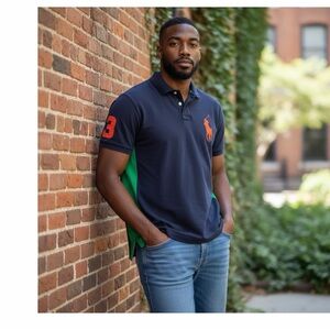 Polo Ralph Lauren Polo Shirt Mens Size XL Custom Fit Big Pony #3 Logo Navy